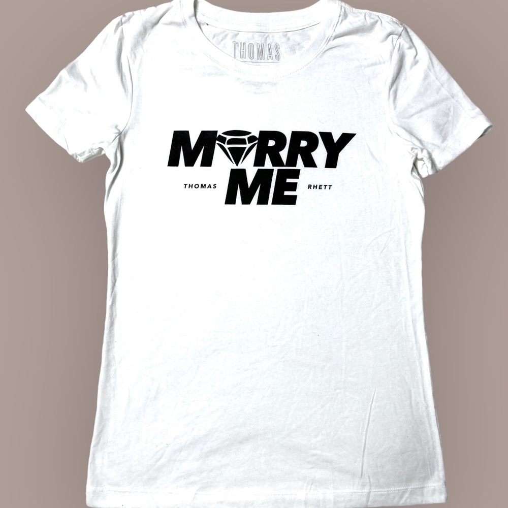 NWOT Thomas Rhett Official Marry Me Graphic T-Shirt White Women’s Sz M